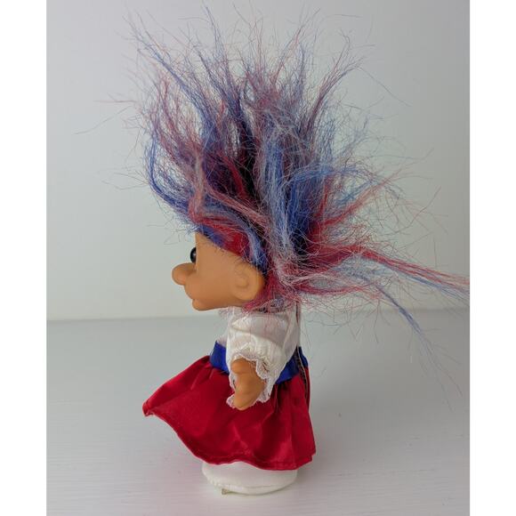 VTG Russ Lucky Troll Doll 5" Girl United States Red White Blue Patriotic USA - Picture 2 of 5
